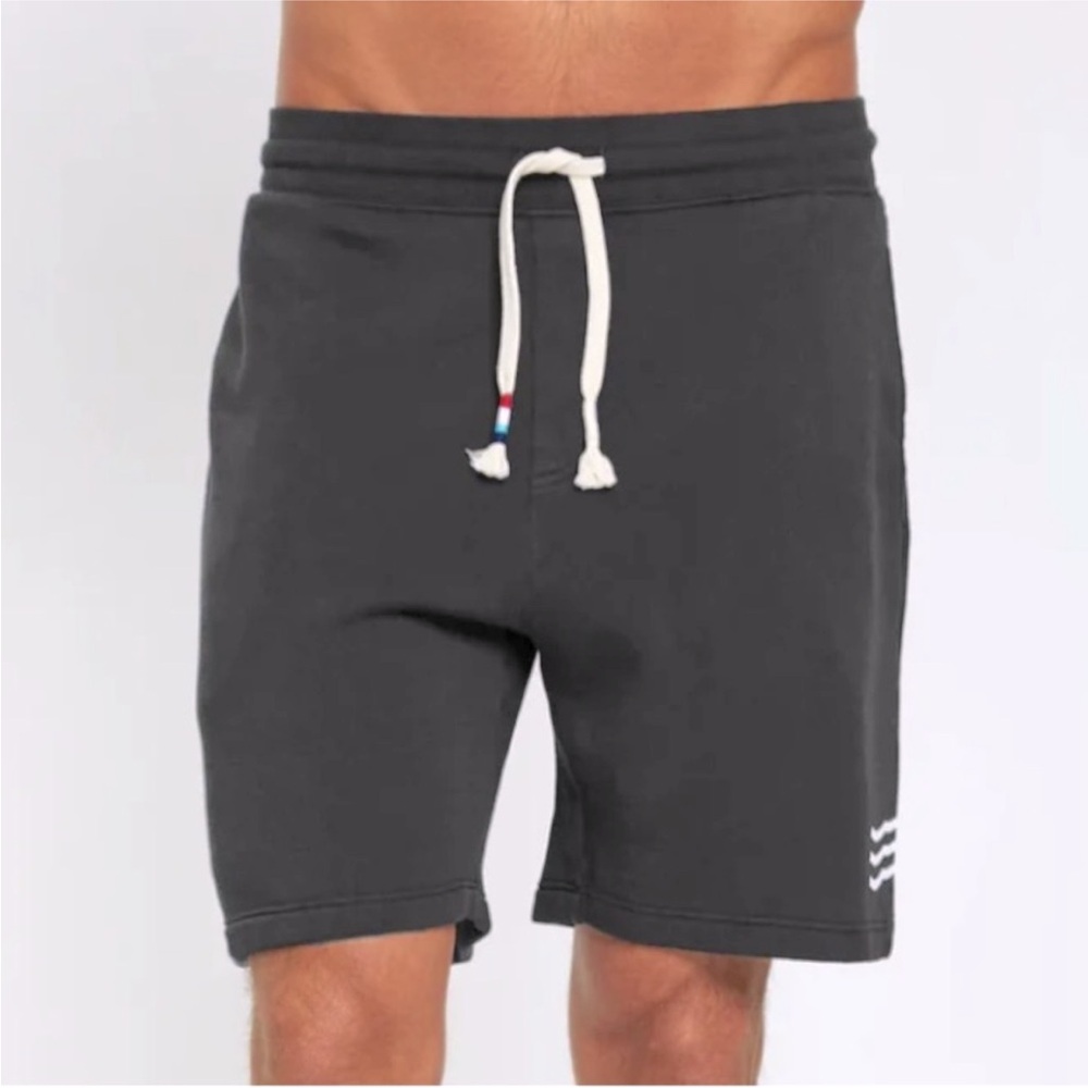 SOL ANGELES Coastal Waves Shorts in Vintage Black Fleeced French Terry